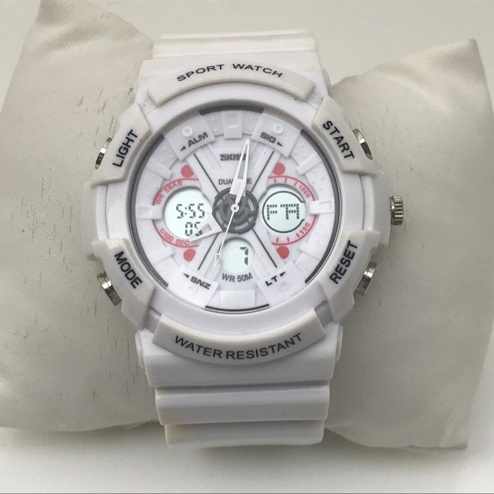 SKMEI Men Watch Dual Time White Sport Multi Functi - Picture 2 of 11
